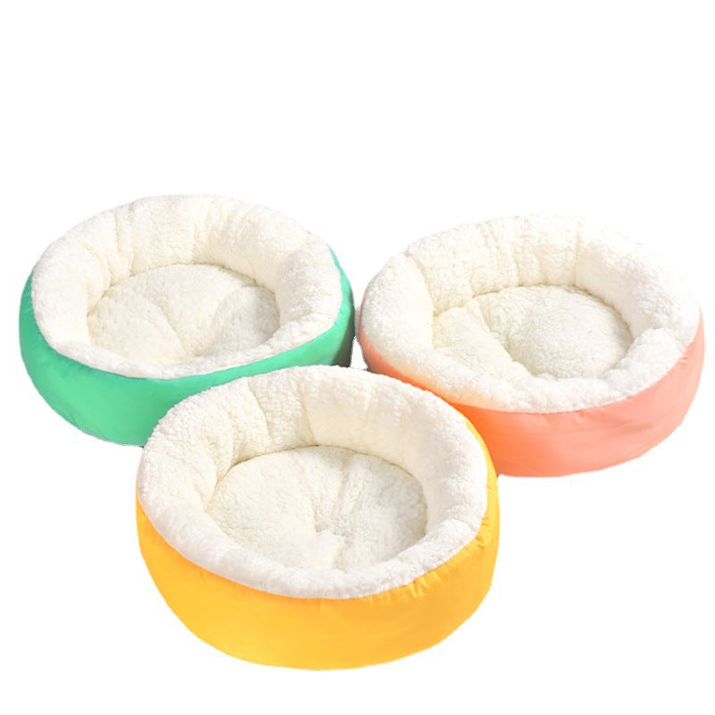 KFX-0130365 Comfortable Round Lambswool Pet Bed for Cats – Available in Small, Medium, and Large Sizes