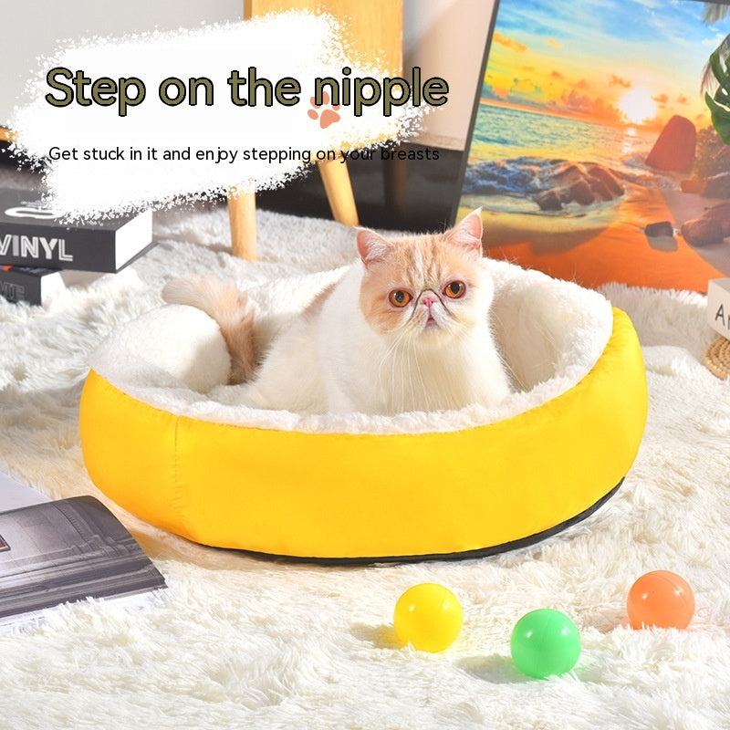 KFX-0130365 Comfortable Round Lambswool Pet Bed for Cats – Available in Small, Medium, and Large Sizes