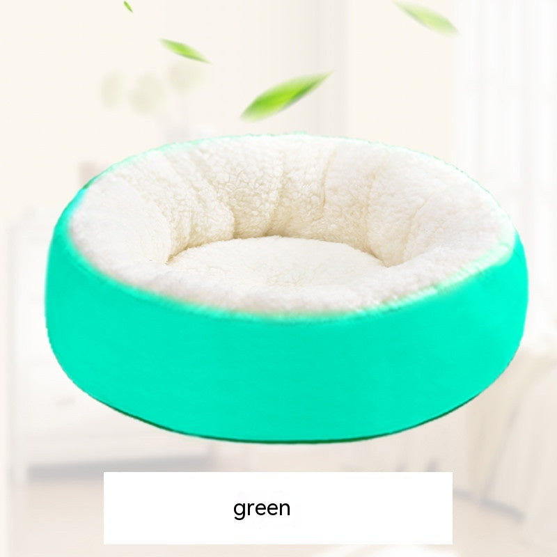 KFX-0130365 Comfortable Round Lambswool Pet Bed for Cats – Available in Small, Medium, and Large Sizes
