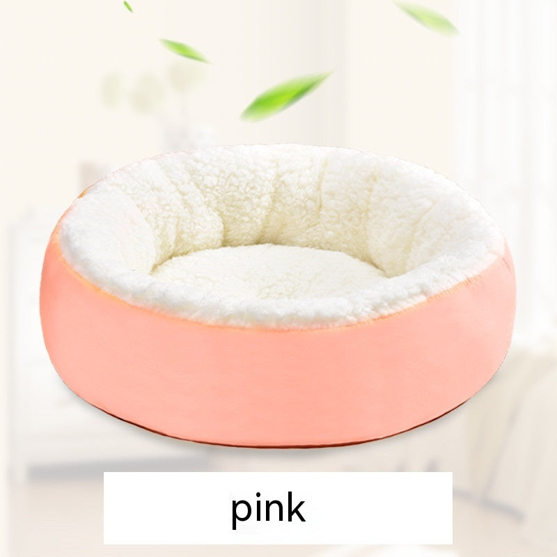 KFX-0130365 Comfortable Round Lambswool Pet Bed for Cats – Available in Small, Medium, and Large Sizes
