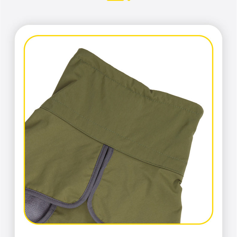 KFX-0130749 Thick Cotton Dog Coat for Medium and Large Dogs - Warm Army Green and Black Options