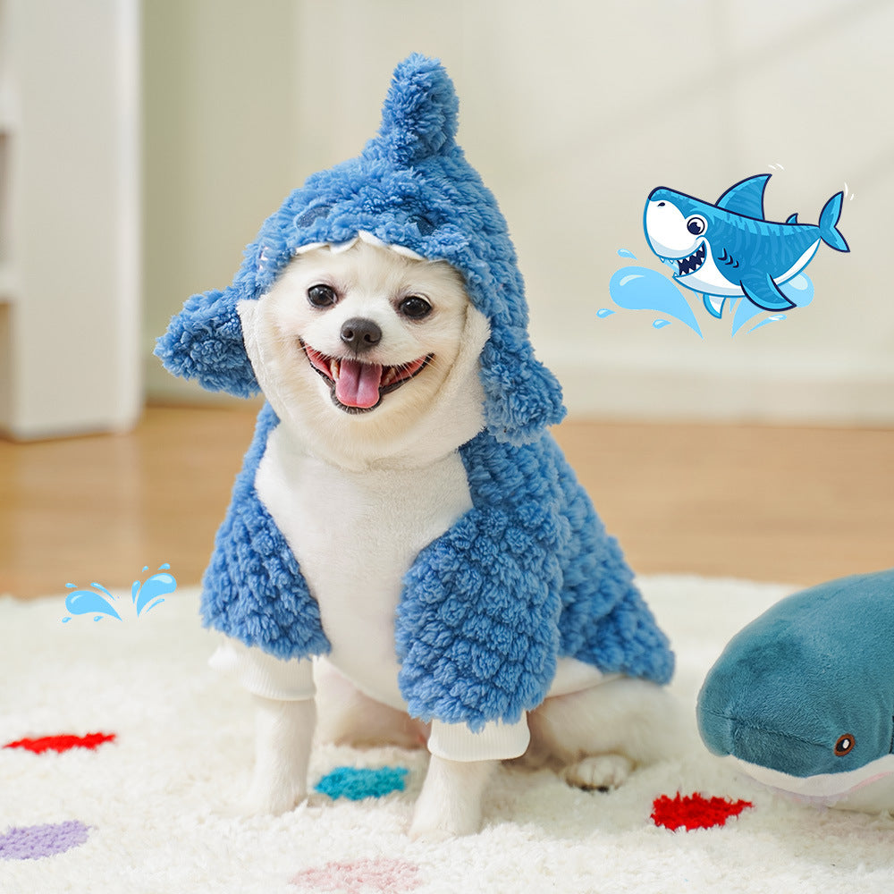 KFX-0131389 Shark Transformation Plush Pet Jacket for Dogs and Cats, Polyester, Multiple Sizes Available