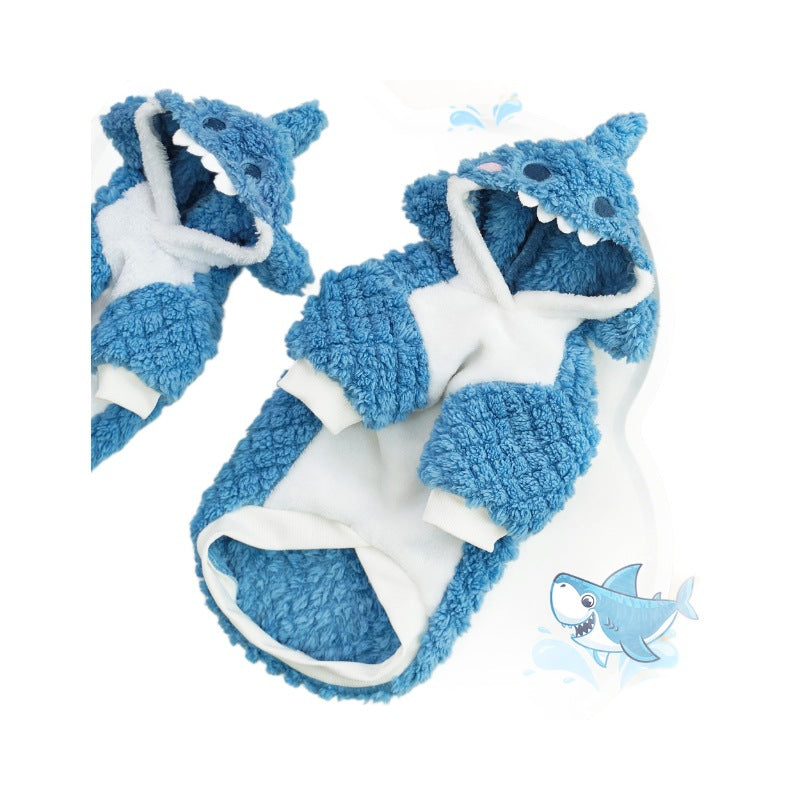 KFX-0131389 Shark Transformation Plush Pet Jacket for Dogs and Cats, Polyester, Multiple Sizes Available
