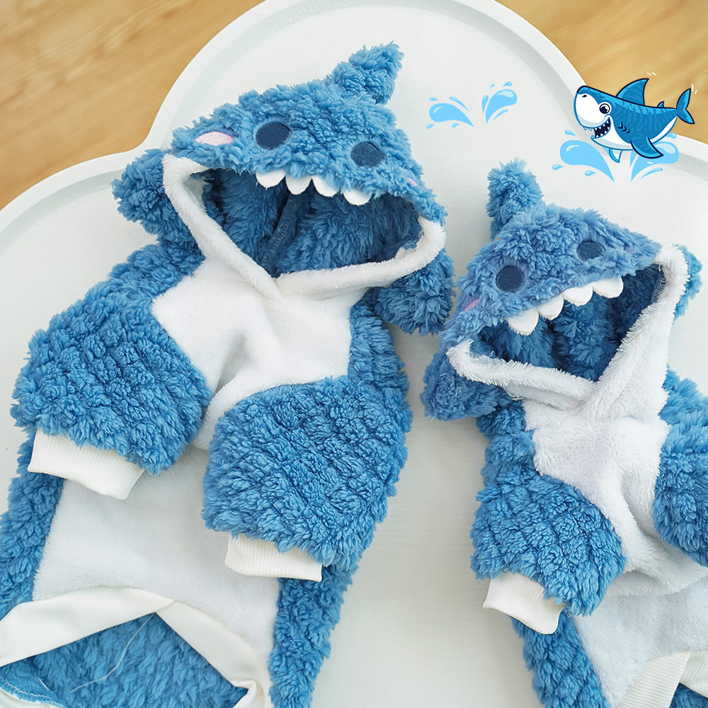 KFX-0131389 Shark Transformation Plush Pet Jacket for Dogs and Cats, Polyester, Multiple Sizes Available