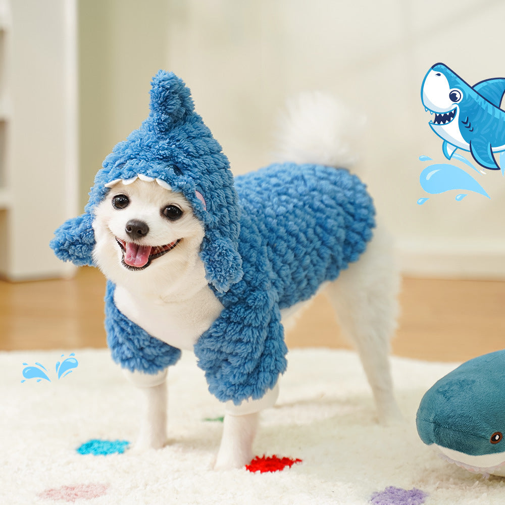 KFX-0131389 Shark Transformation Plush Pet Jacket for Dogs and Cats, Polyester, Multiple Sizes Available