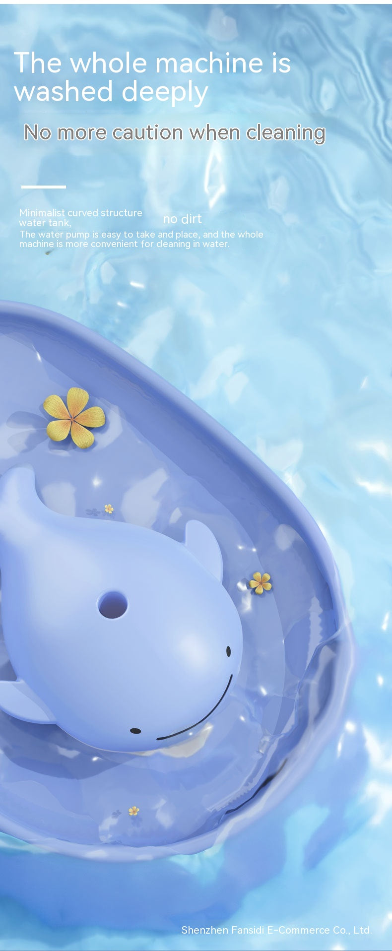 KFX-0132157 Dancing Whale Automatic Pet Water Dispenser for Dogs and Cats, 2000ML Capacity, Sky Blue