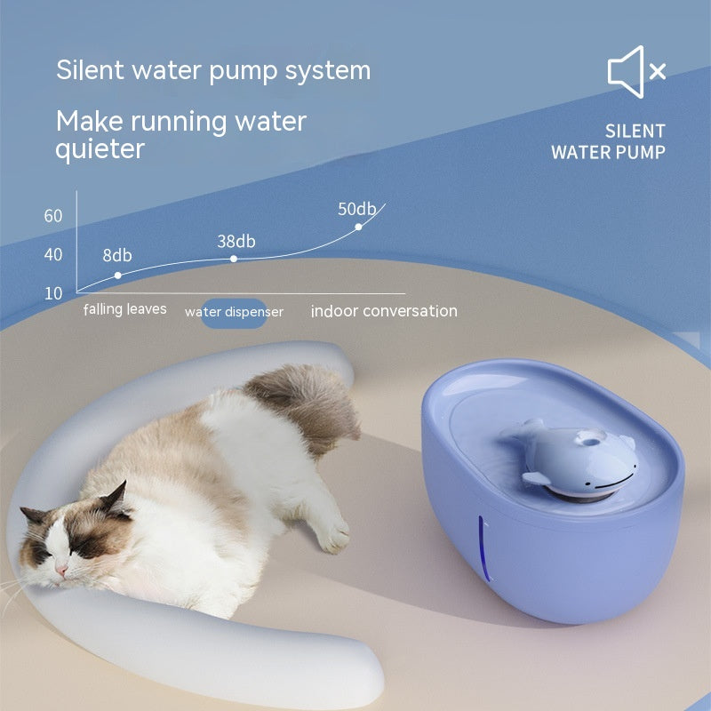 KFX-0132157 Dancing Whale Automatic Pet Water Dispenser for Dogs and Cats, 2000ML Capacity, Sky Blue