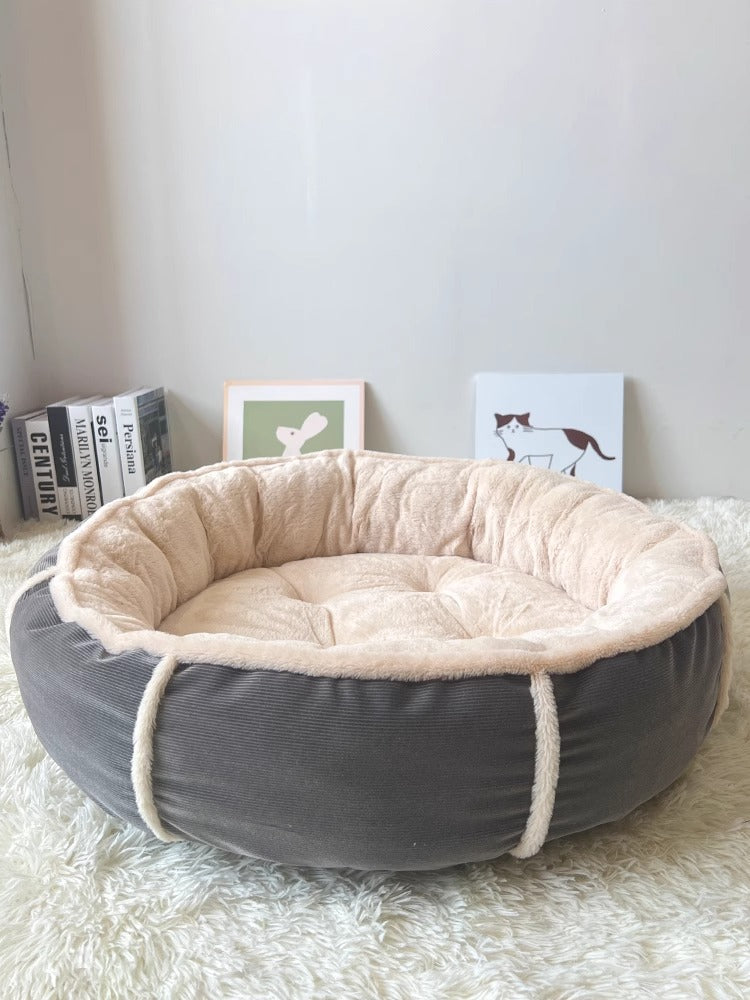 KFX-0136125 Cozy Gray Plush Dog Mat for Winter Comfort - Multiple Sizes Available