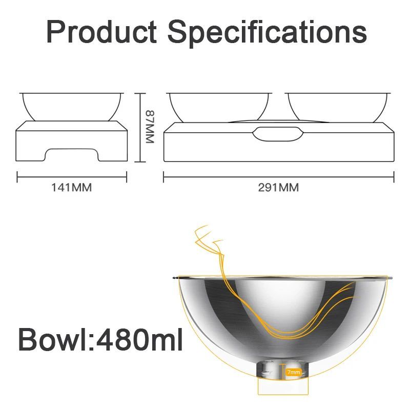KFX-0138045 Elevated Easy Clean Stainless Steel Double Pet Food and Water Bowl with Adjustable Design