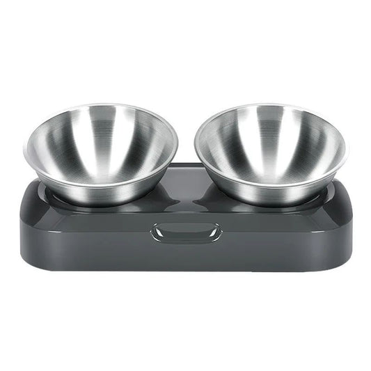 KFX-0138045 Elevated Easy Clean Stainless Steel Double Pet Food and Water Bowl with Adjustable Design