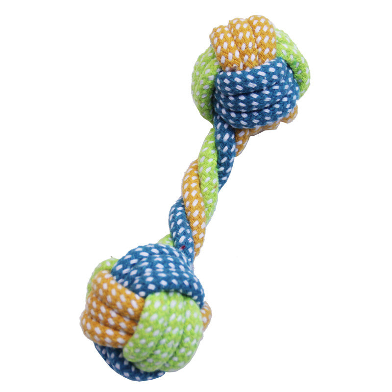 KFX-0140477 Colorful Hand-Woven Cotton Rope Dog Bite Toy Set