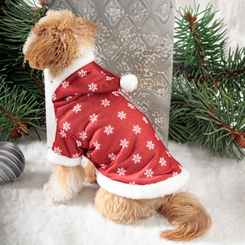 KFX-0142397 Christmas Fleece-Lined Pet Clothing in Red and Green, Thickened Design for Comfortable Wear