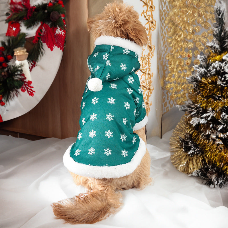 KFX-0142397 Christmas Fleece-Lined Pet Clothing in Red and Green, Thickened Design for Comfortable Wear