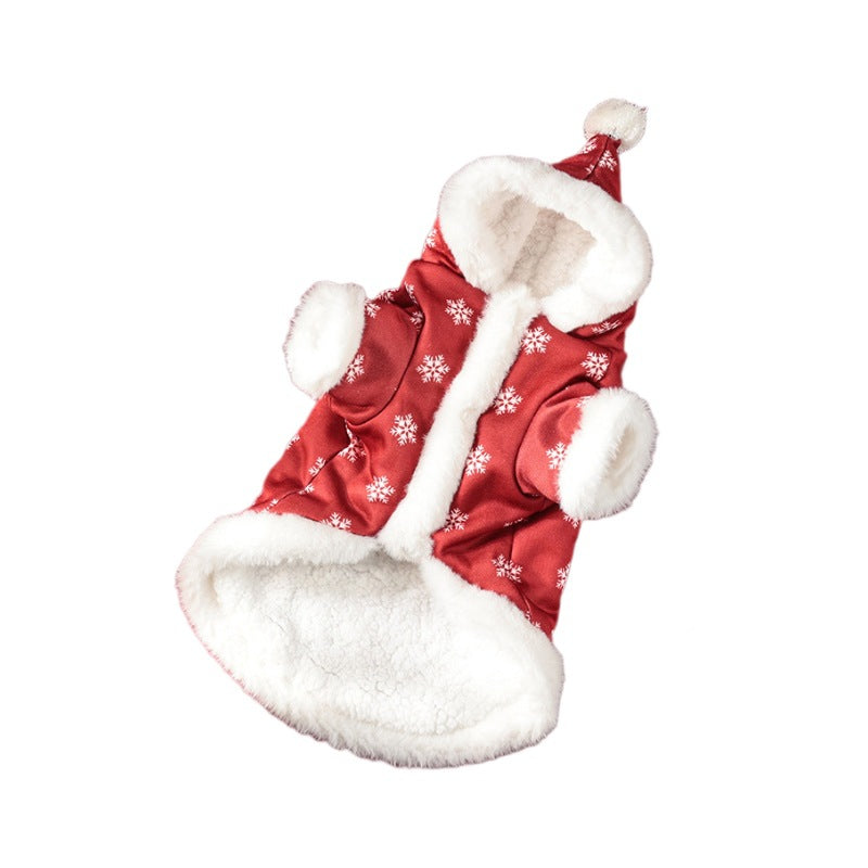 KFX-0142397 Christmas Fleece-Lined Pet Clothing in Red and Green, Thickened Design for Comfortable Wear