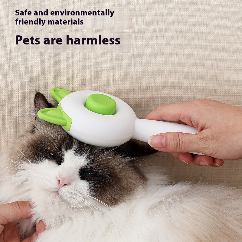 KFX-0143421 Self-Cleaning Pet Hair Remover Brush for Dogs and Cats - Dematting Comb in Greenish White and Orange