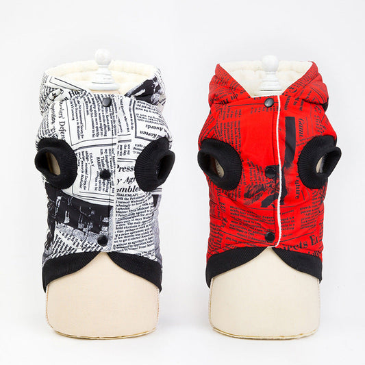 KFX-0147261 Cotton Newspaper Print Pet Apparel for Small to Extra Large Dogs