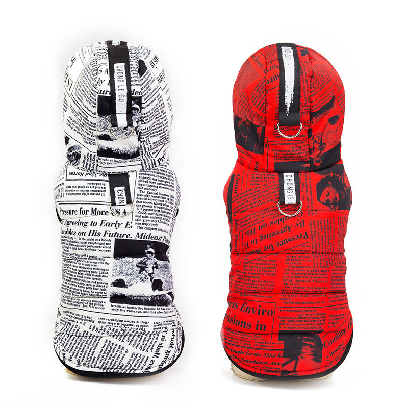 KFX-0147261 Cotton Newspaper Print Pet Apparel for Small to Extra Large Dogs