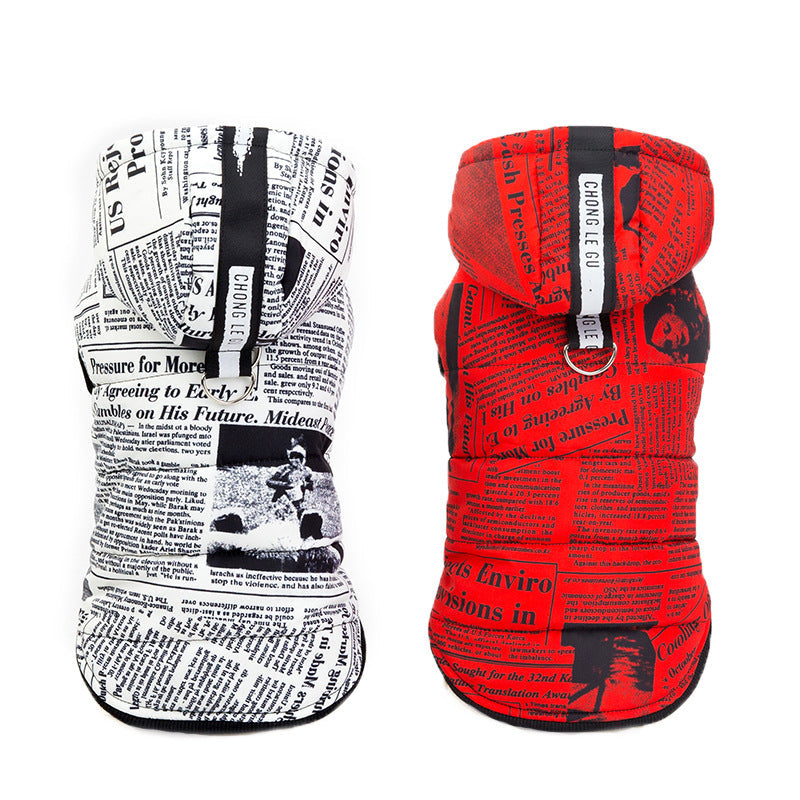 KFX-0147261 Cotton Newspaper Print Pet Apparel for Small to Extra Large Dogs