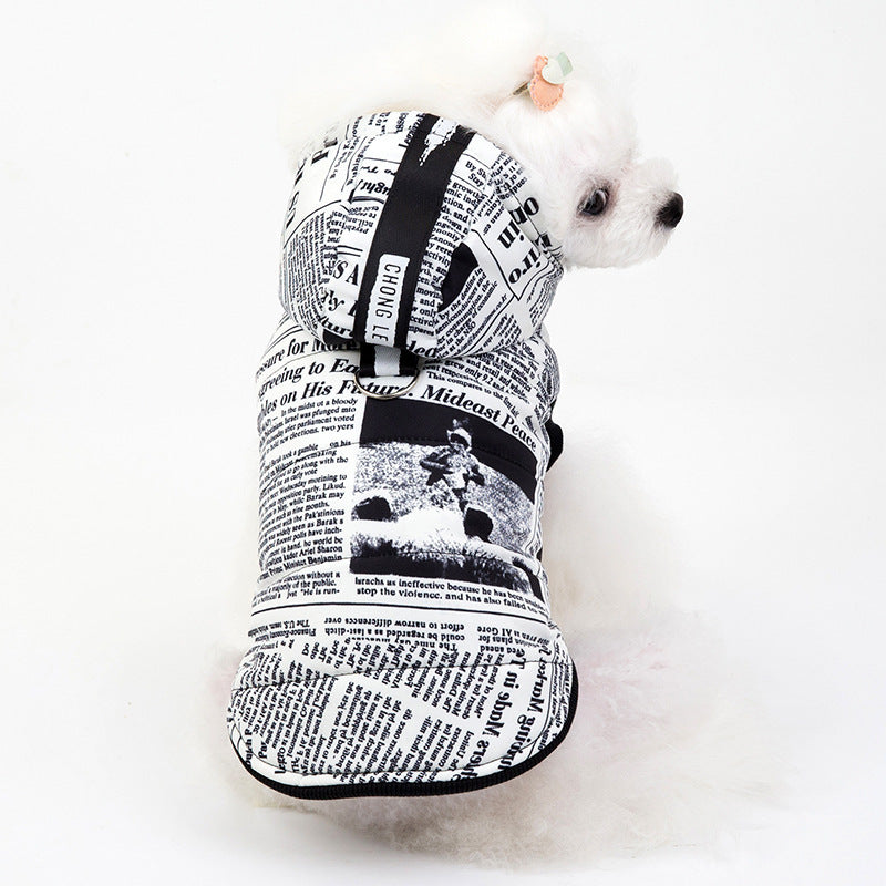 KFX-0147261 Cotton Newspaper Print Pet Apparel for Small to Extra Large Dogs