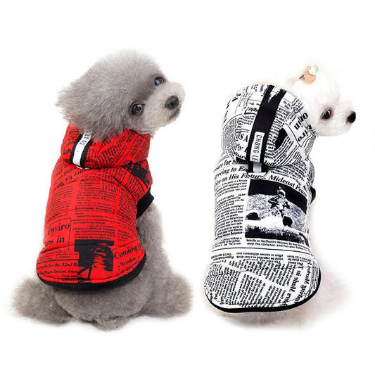 KFX-0147261 Cotton Newspaper Print Pet Apparel for Small to Extra Large Dogs