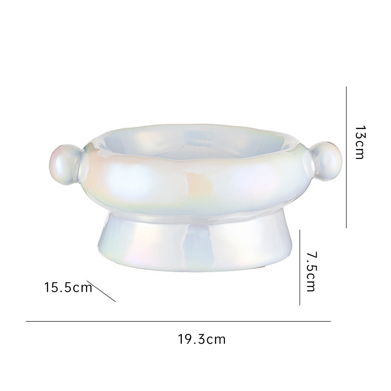 KFX-0147773 Ceramic Cat Food Bowl with Elevated Design - Available in Bright White and Colorful Orange