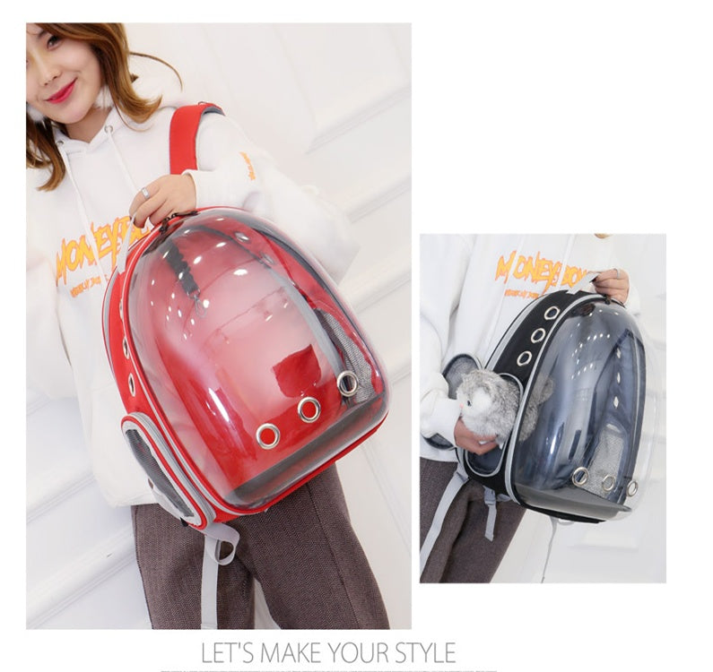 KFX-0149821 Transparent Cat Backpack Space Capsule - Durable Oxford Material, Multiple Colors Available