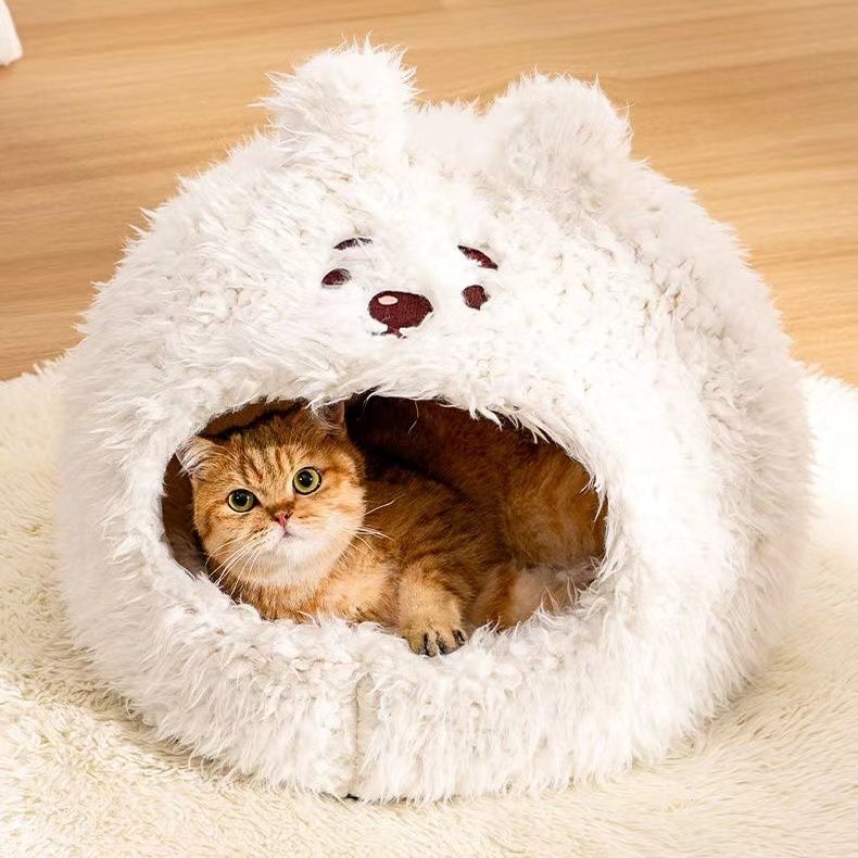 KFX-0150845 Cozy Velvet Pet Nest for Cats and Dogs - Warm Winter Yurt Design in 3 Sizes