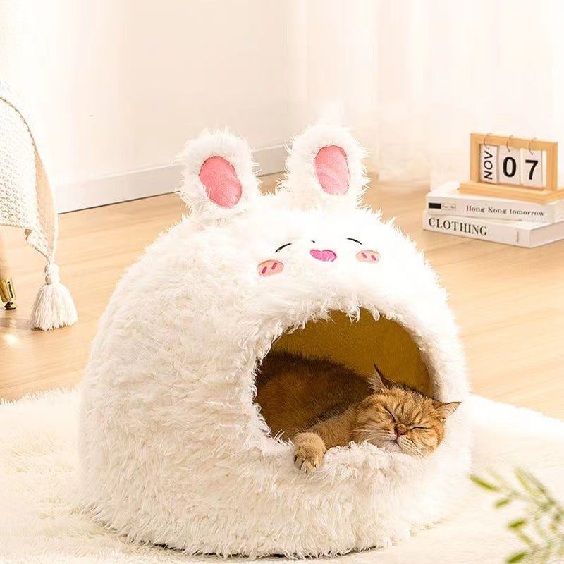 KFX-0150845 Cozy Velvet Pet Nest for Cats and Dogs - Warm Winter Yurt Design in 3 Sizes