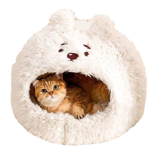 KFX-0150845 Cozy Velvet Pet Nest for Cats and Dogs - Warm Winter Yurt Design in 3 Sizes