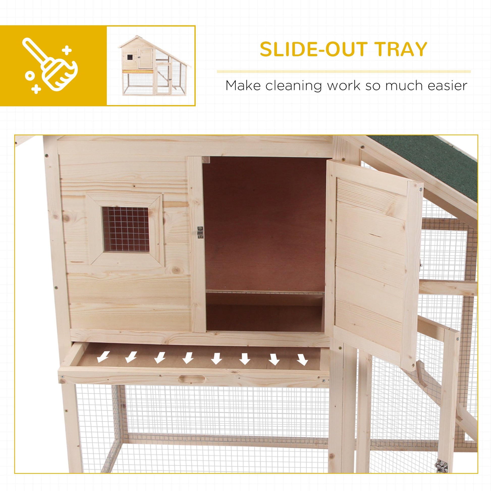 KFX-0151229 56" Wooden 2-Tier Rabbit Hutch with Enclosed Living Space and Ramp Access