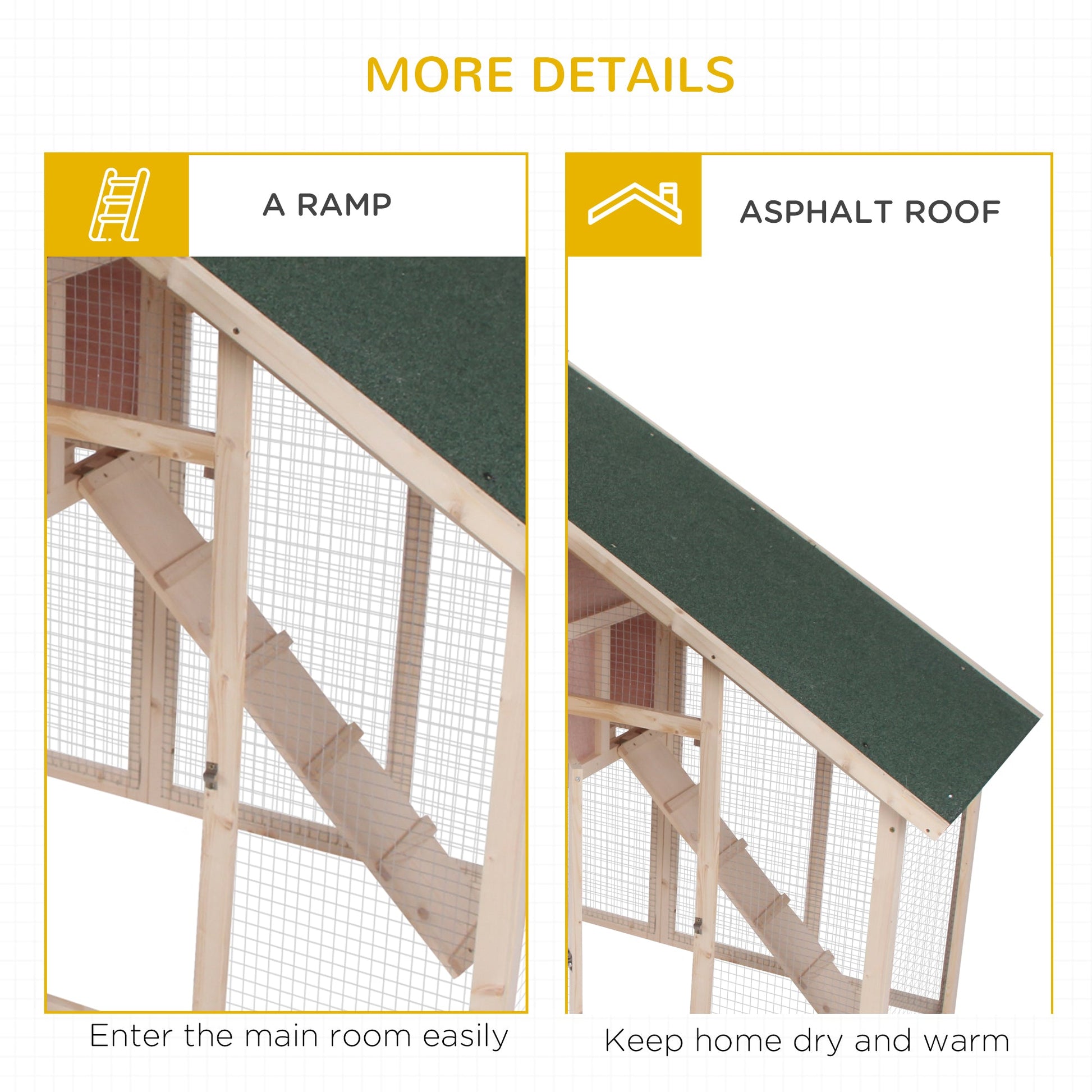 KFX-0151229 56" Wooden 2-Tier Rabbit Hutch with Enclosed Living Space and Ramp Access