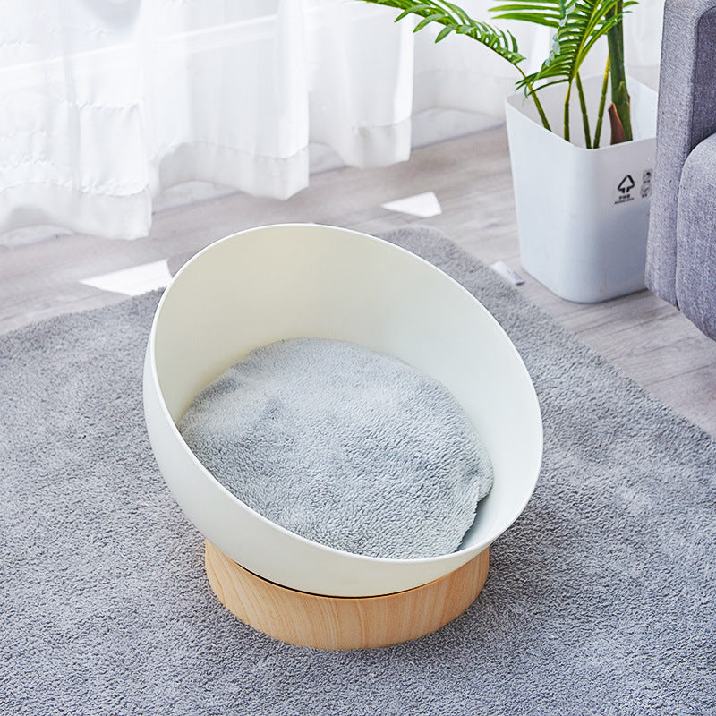 KFX-0151613 Universal Multifunctional Cat Nest Turntable with White Wood Grain Base