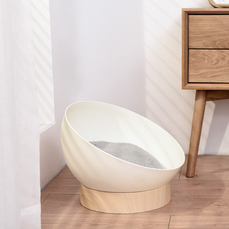 KFX-0151613 Universal Multifunctional Cat Nest Turntable with White Wood Grain Base