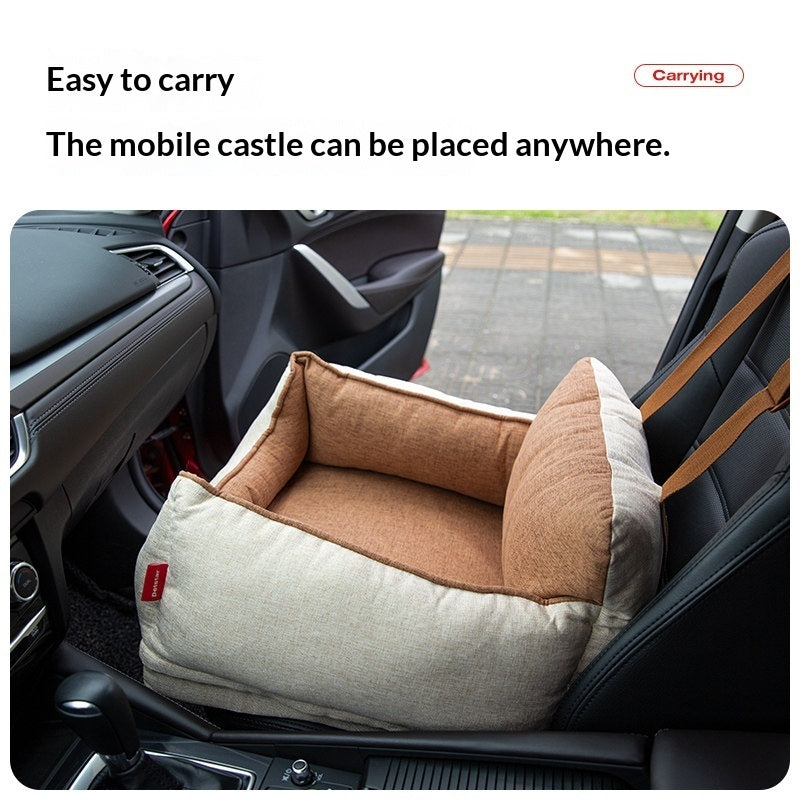 KFX-0152381 Light Coffee Dog Car Seat Cushion for Small to Medium-Sized Dogs - Safety and Comfort in the Front Seat