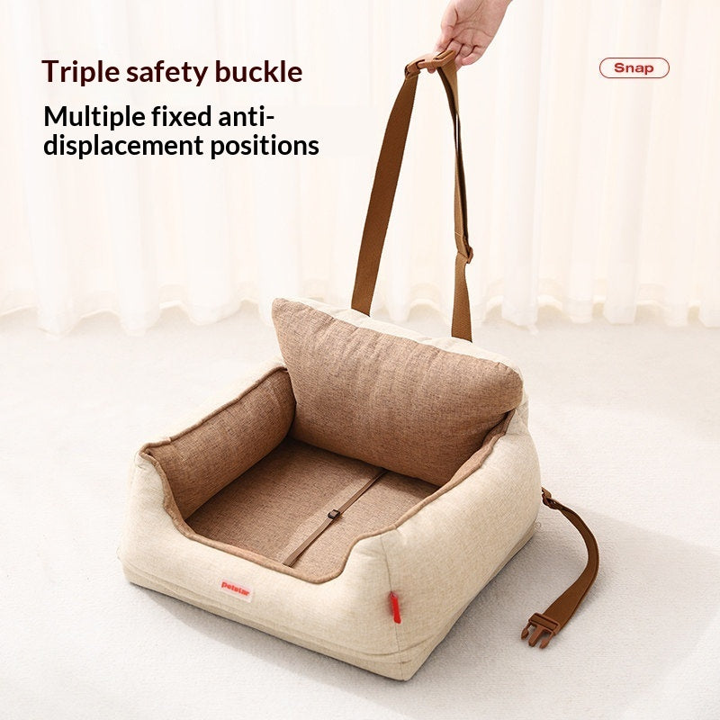 KFX-0152381 Light Coffee Dog Car Seat Cushion for Small to Medium-Sized Dogs - Safety and Comfort in the Front Seat