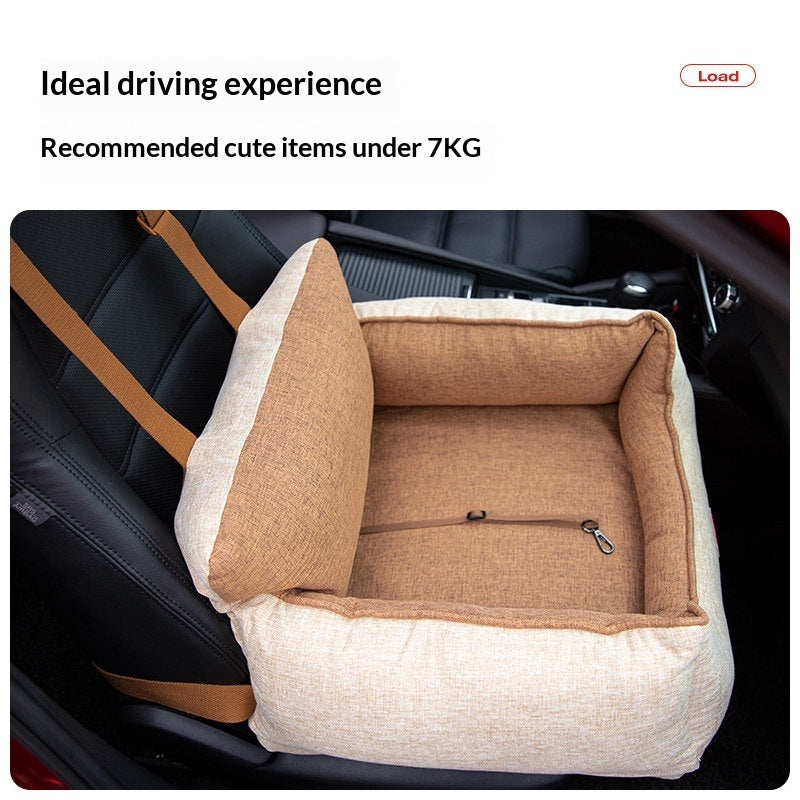 KFX-0152381 Light Coffee Dog Car Seat Cushion for Small to Medium-Sized Dogs - Safety and Comfort in the Front Seat
