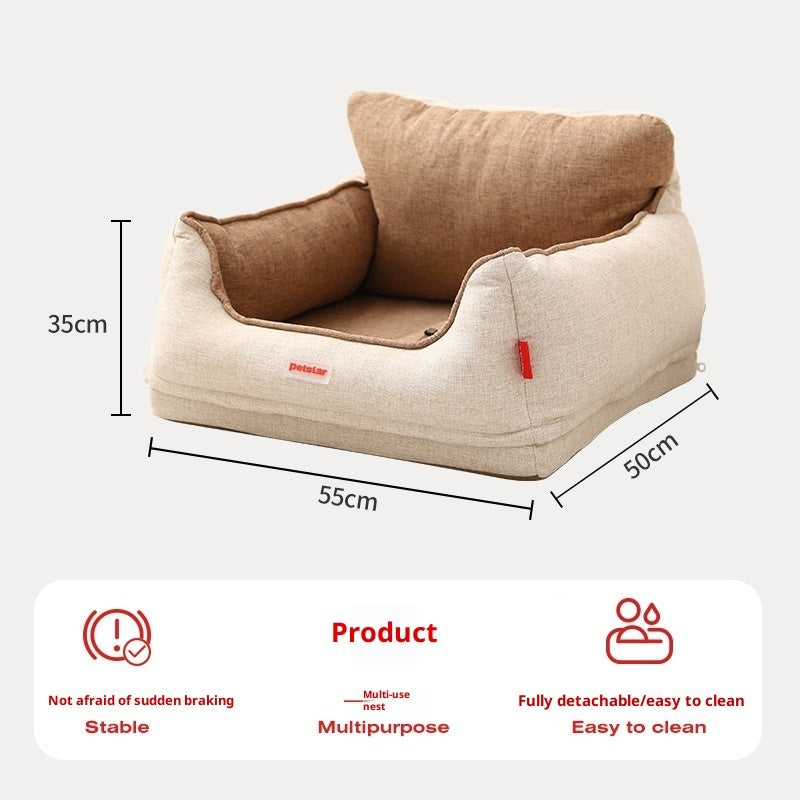 KFX-0152381 Light Coffee Dog Car Seat Cushion for Small to Medium-Sized Dogs - Safety and Comfort in the Front Seat