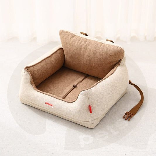 KFX-0152381 Light Coffee Dog Car Seat Cushion for Small to Medium-Sized Dogs - Safety and Comfort in the Front Seat