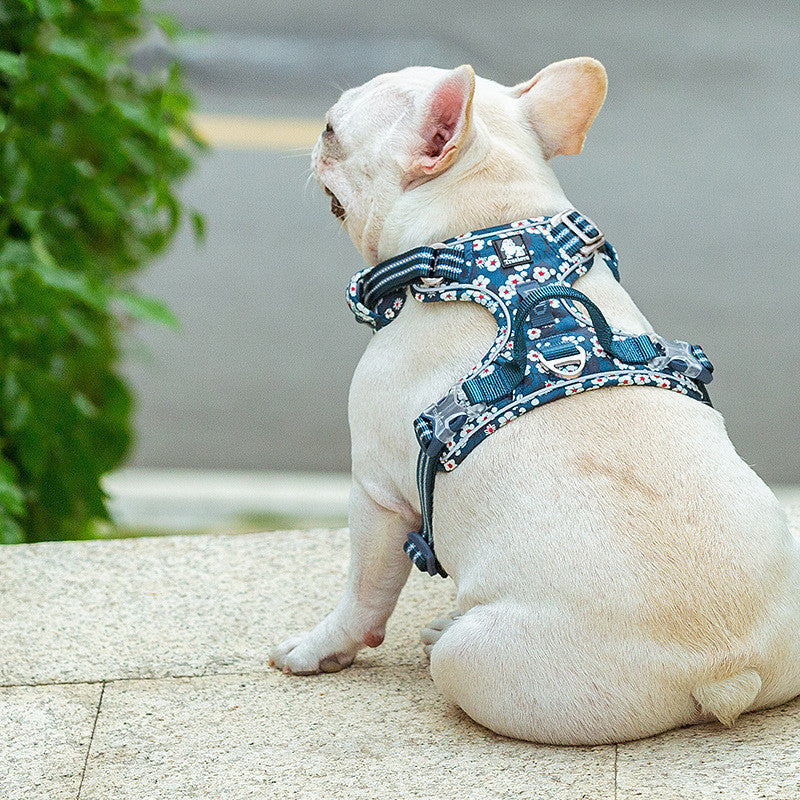 KFX-0152637 Floral Pattern Nylon Dog Leash Vest Harness - Multiple Sizes Available