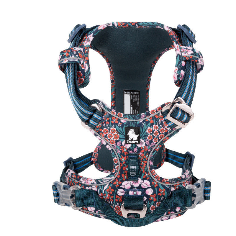 KFX-0152637 Floral Pattern Nylon Dog Leash Vest Harness - Multiple Sizes Available
