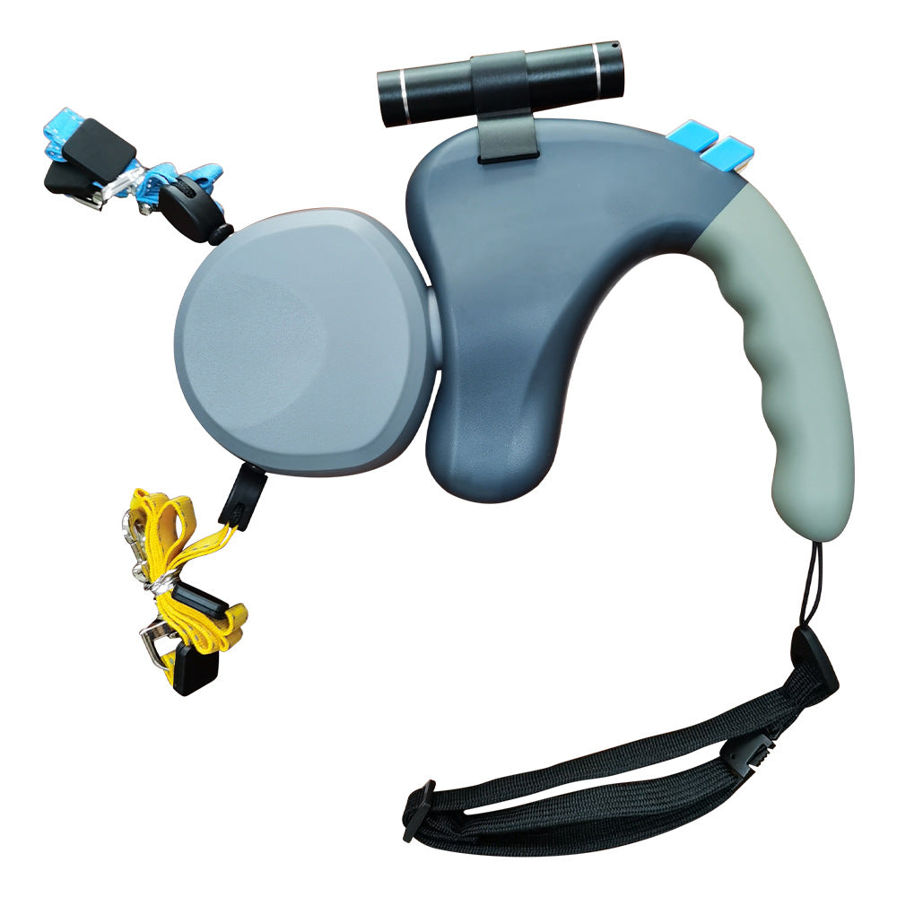 KFX-0153149 Double-Headed Dog Walker with Traction Rope - Durable ABS Design in Black and Gray