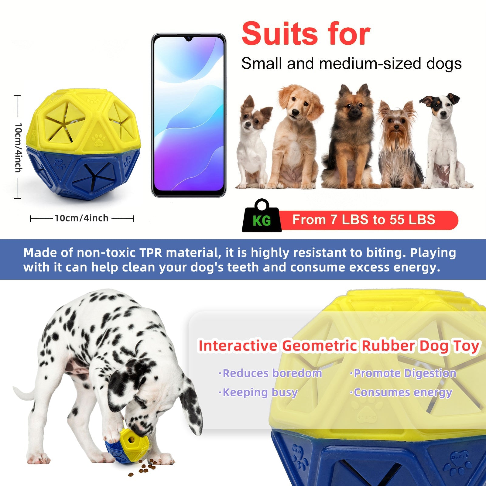 KFX-0154813 Interactive Leak Proof Food Dispensing Dog and Pet Toy Ball for Indoor and Outdoor Play