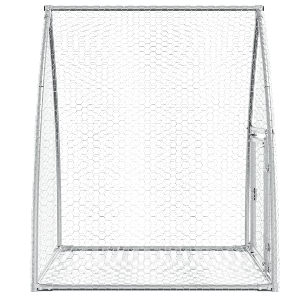 KFX-0154941 Spacious Silver Galvanized Steel Rabbit Hutch with Secure Locking Door
