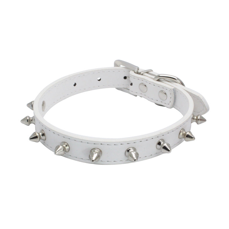 KFX-0155325 Durable Anti-Bite Rivet Leather Dog Collar and Leash in Multiple Colors for Small and Medium Pets