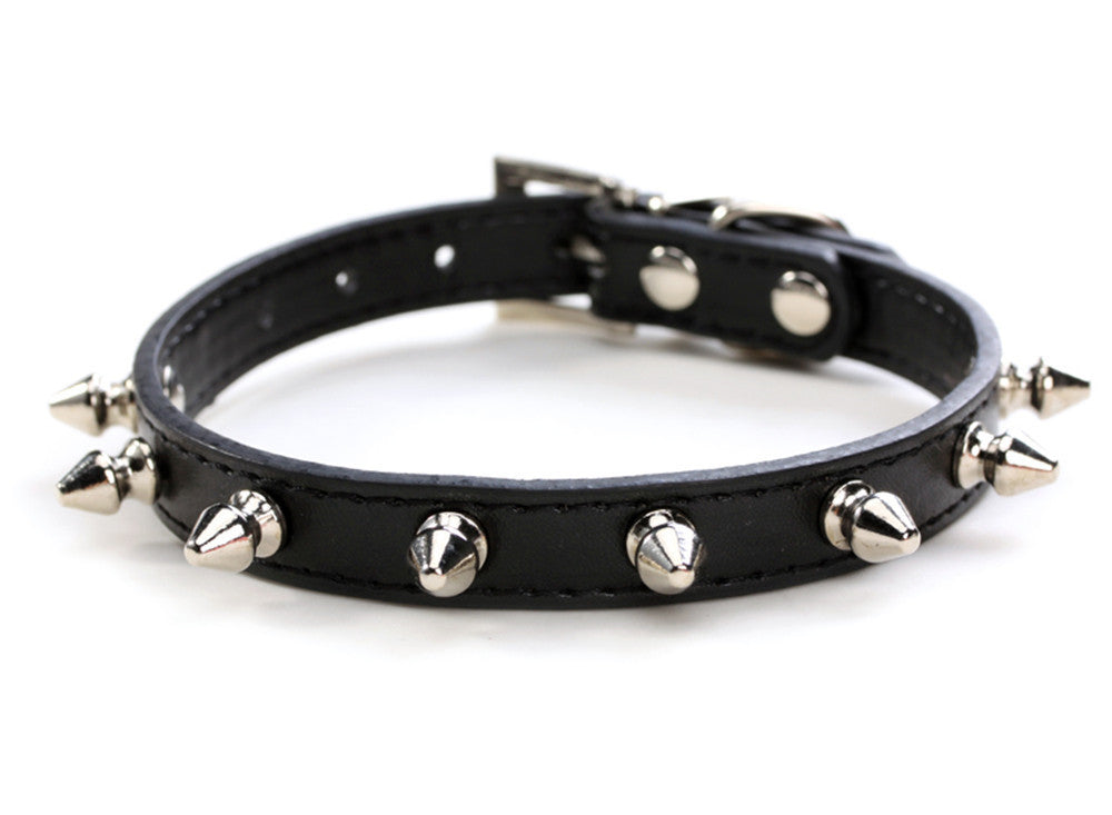 KFX-0155325 Durable Anti-Bite Rivet Leather Dog Collar and Leash in Multiple Colors for Small and Medium Pets