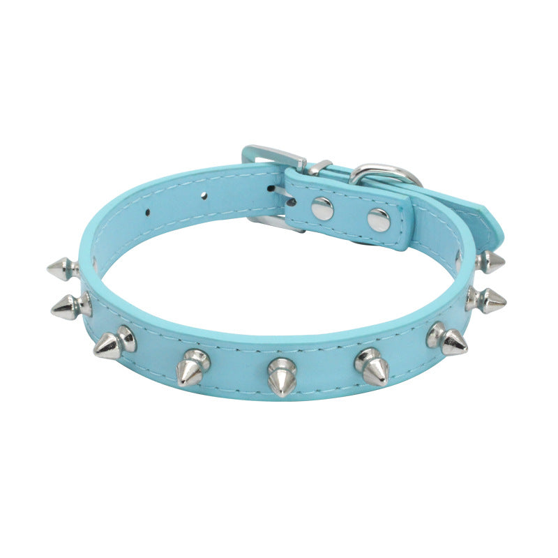 KFX-0155325 Durable Anti-Bite Rivet Leather Dog Collar and Leash in Multiple Colors for Small and Medium Pets