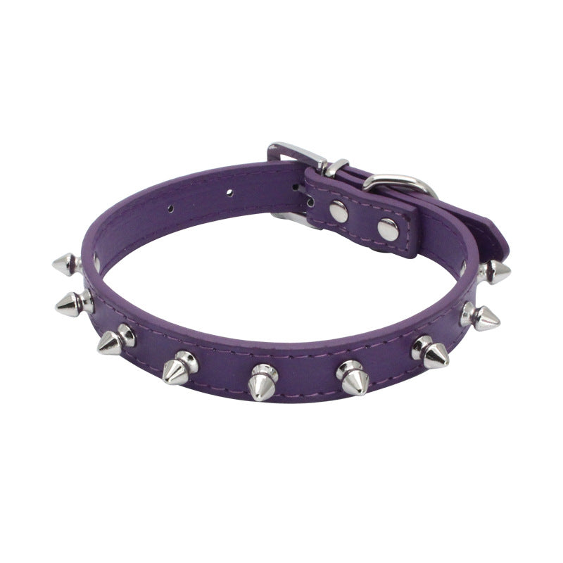 KFX-0155325 Durable Anti-Bite Rivet Leather Dog Collar and Leash in Multiple Colors for Small and Medium Pets