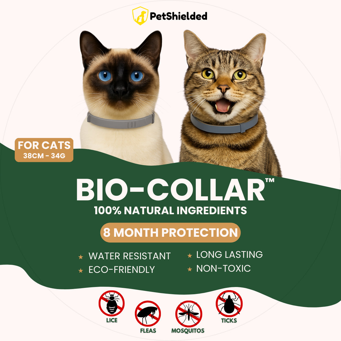 KFX-0155965 Adjustable Anti-Mosquito Collar for Cats and Dogs - Natural Insect Repellent with Long-Lasting Protection