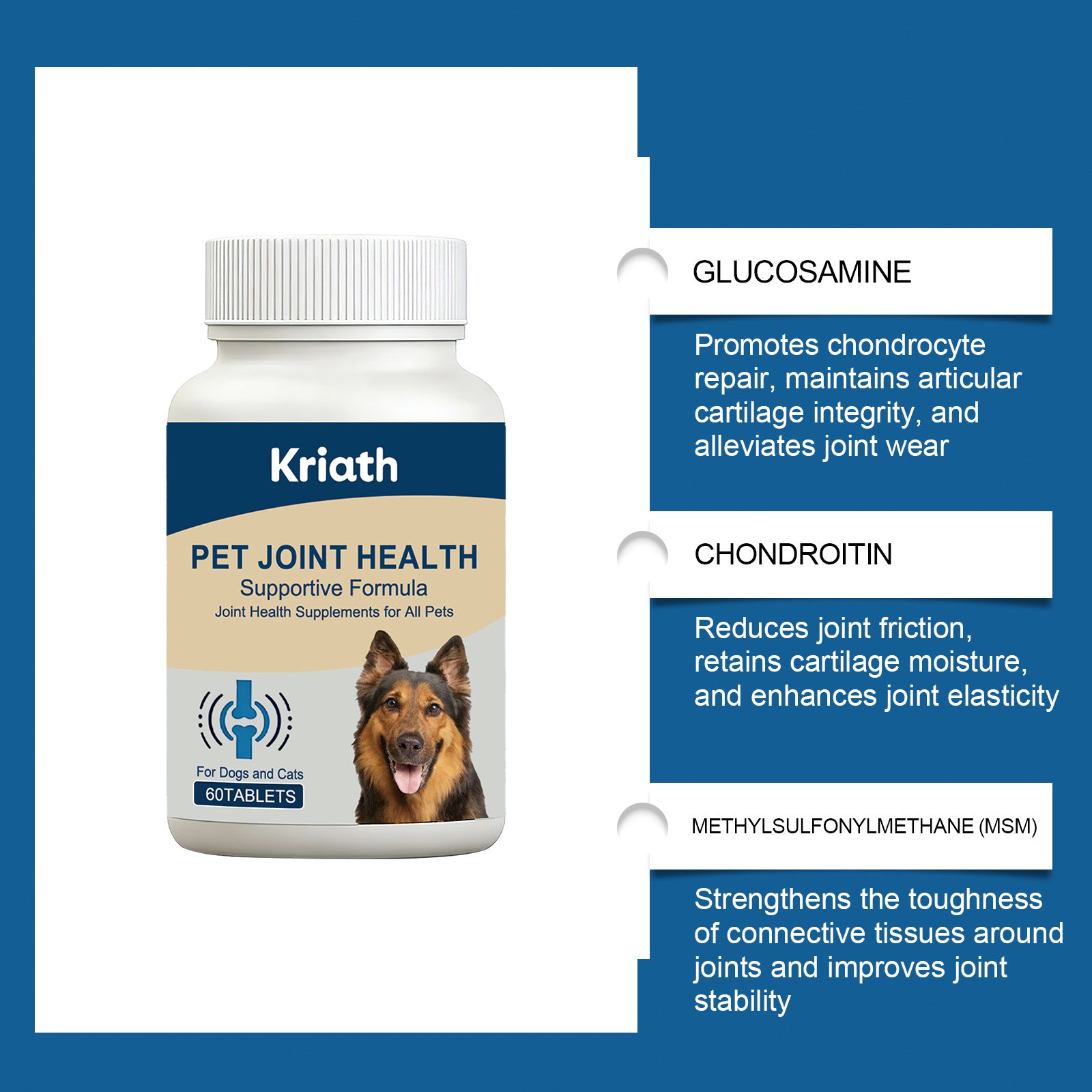 KFX-0159165 Joint Health Chewable Tablets for Pets with Glucosamine and Chondroitin - 60 Count