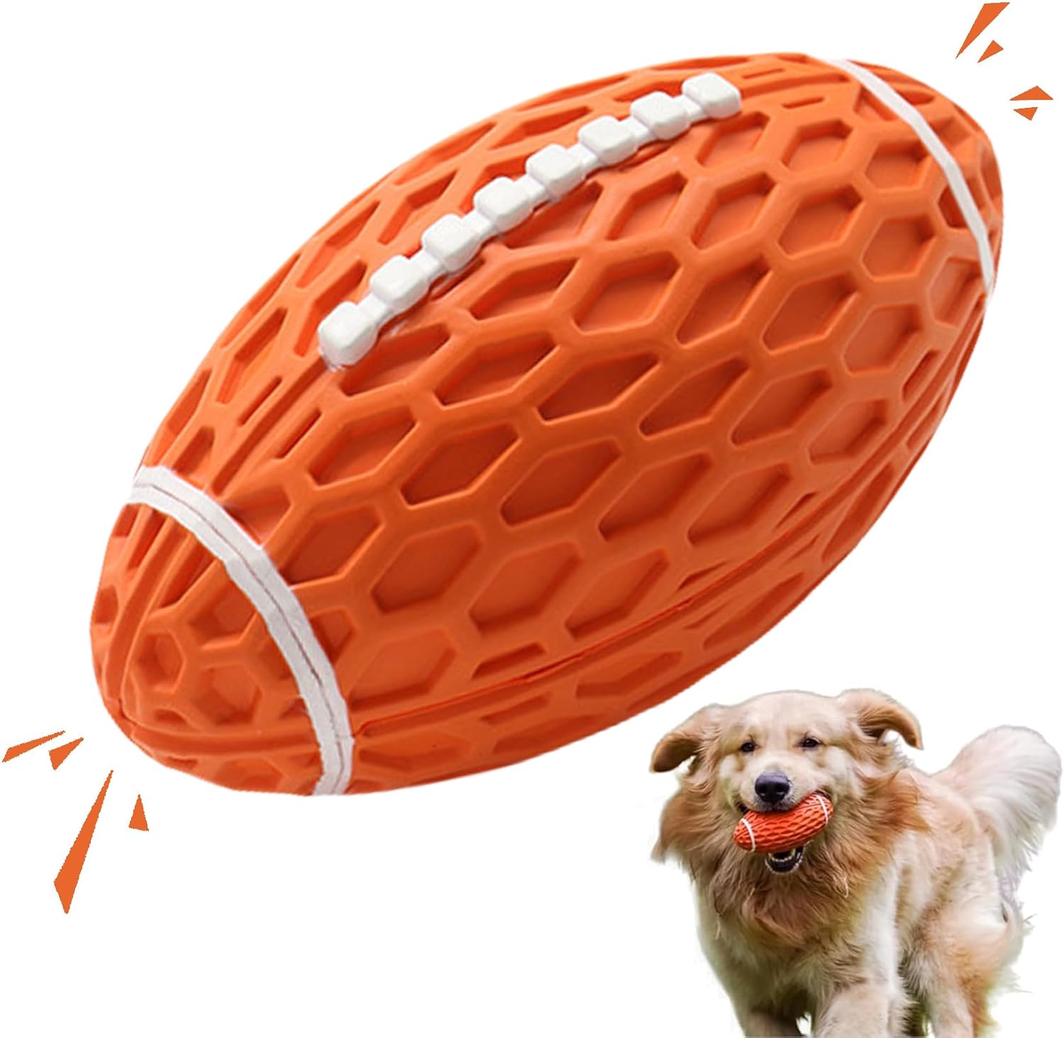 KFX-0160573 Durable Squeaky Rugby Dog Toy for Aggressive Chewers, Ideal for Large Dogs